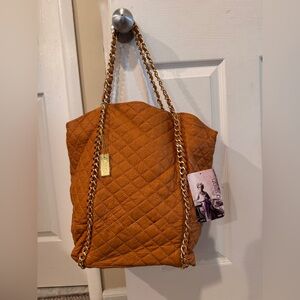 NWT Amrita Singh Alaya Women's Camel Handbag Quilted Faux Leather Purse Tote